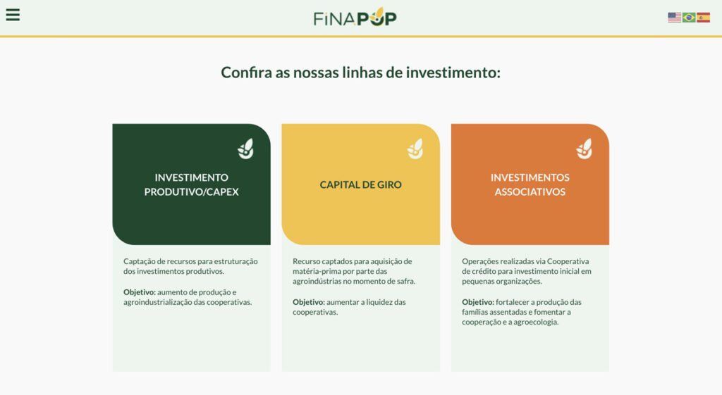 Criada em 2020 para buscar financiamento e crédito a organizações de famílias assentadas, a Finapop participou da estruturação do CRA. Reprodução: Finapop